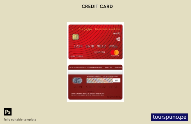 lista para imprimir la plantilla de tarjeta mastercard mundial del Banco de Jord